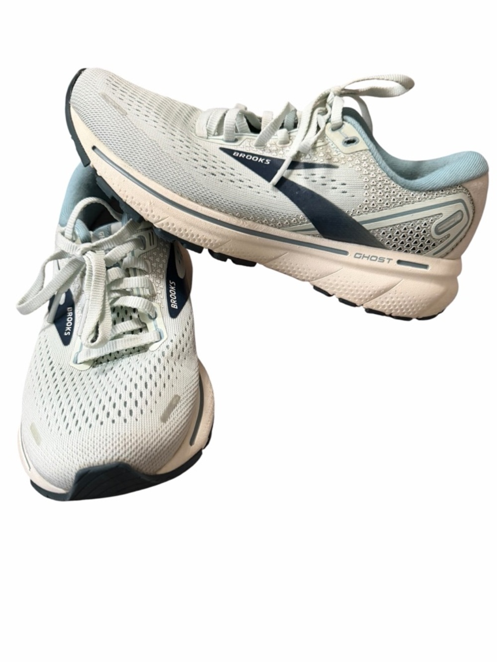 Brooks Ghost 14 Womens Size 6.5 Aqua Glass White Navy Running Sneakers